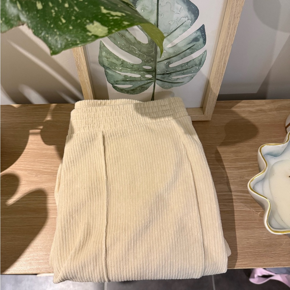 Cream Ribbed Knit pants